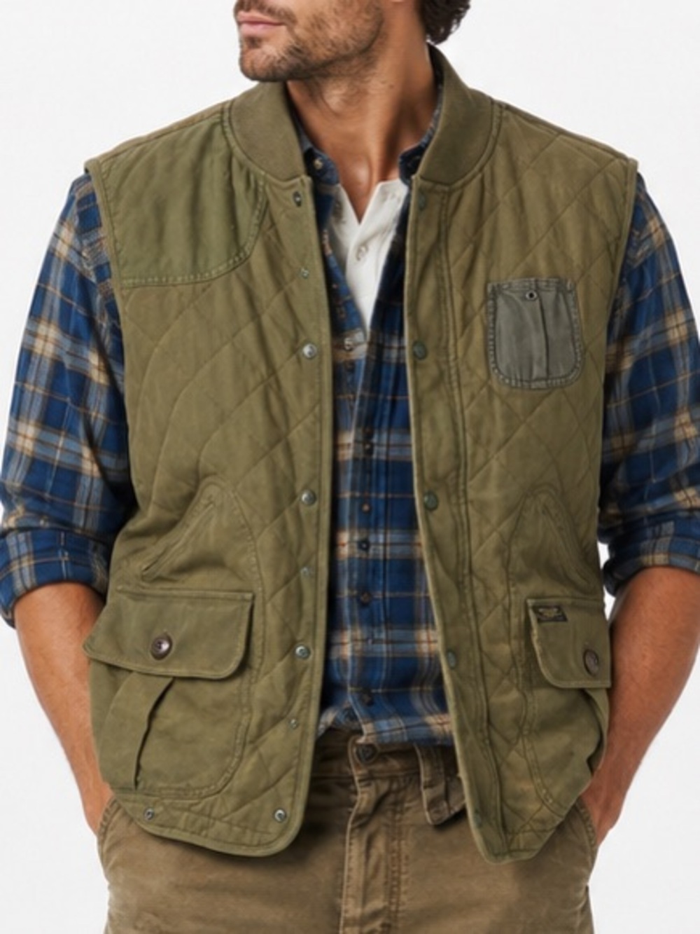 Ralph Lauren Vintage Brownston Defender Sportsman Quilted Vest Olive Size XXL
